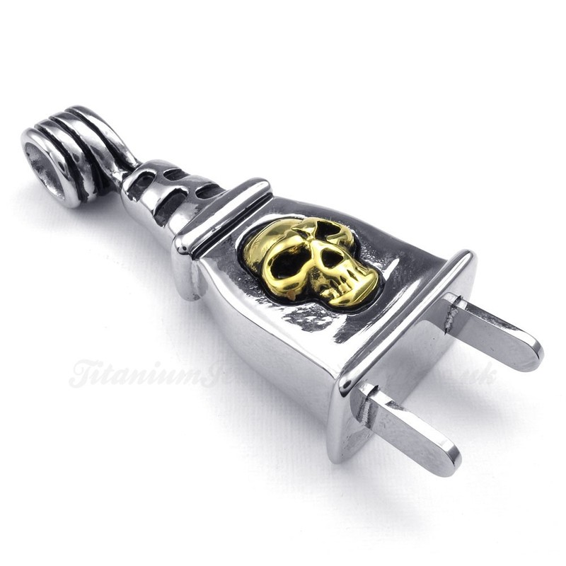 Skull Titanium Plug Pendant Necklace (Free Chain)