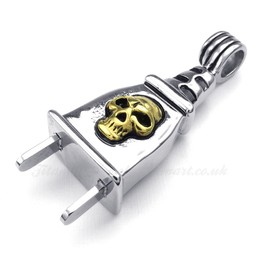 Skull Titanium Plug Pendant Necklace (Free Chain)