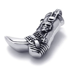 Skull Tall Boots Titanium Pendant Necklace (Free Chain)