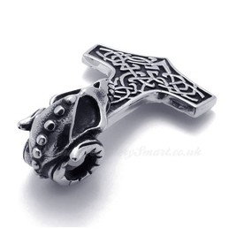 Titanium Thor's Hammer Pendant Necklace (Free Chain)