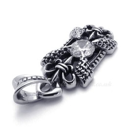 Titanium Pendant Necklace With White Zircon (Free Chain)