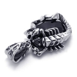 Titanium Scorpion Pendant Necklace With Black Zircon (Free Chain)