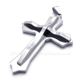 Elegant Double Cross Titanium Pendant Necklace (Free Chain)