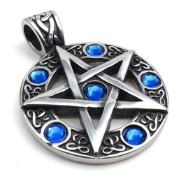 Titanium Ring Embed Stars Pendant Necklace Adorned With Zircon (Free Chain)