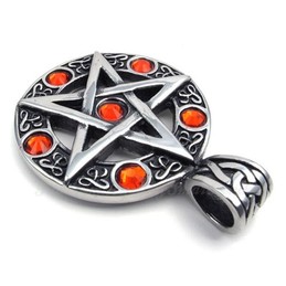 Titanium Ring Embed Stars Pendant Necklace Adorned With Zircon (Free Chain)