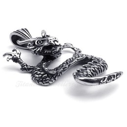 Fashion Titanium Dragon Pendant Necklace (Free Chain)