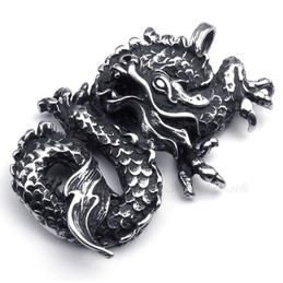 Dragon Card Titanium Pendant Necklace (Free Chain)