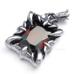 Red Zircon Titanium Pendant Necklace (Free Chain)