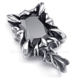 Black Zircon Titanium Pendant Necklace (Free Chain)