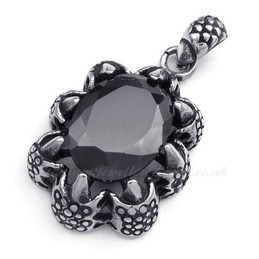 Black Zircon Titanium Pendant Necklace (Free Chain)