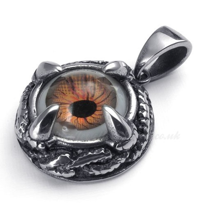 Titanium Brown Eyes Pendant Necklace (Free Chain)