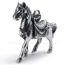 Vivid Titanium Horse Pendant Necklace (Free Chain)