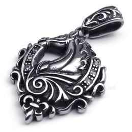 Fashion Titanium Horse Pendant Necklace (Free Chain)