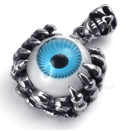Titanium Eyes Pendant Necklace Adorned With Skull (Free Chain)