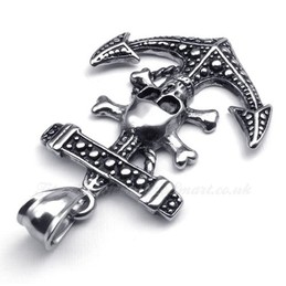 Skull Titanium Anchor Pendant Necklace  (Free Chain)