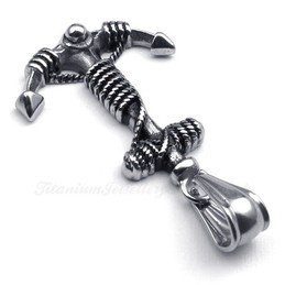 Rope Titanium Anchor Pendant Necklace (Free Chain)