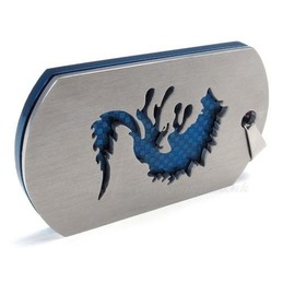Blue Cards Titanium Wolf Pendant Necklace (Free Chain)
