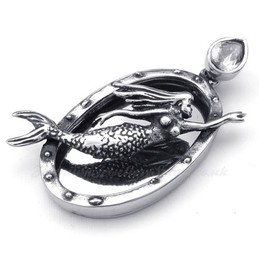 Mermaid Titanium Pendant Necklace (Free Chain)