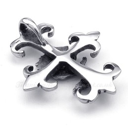 Wolf Titanium Cross Pendant Necklace (Free Chain)