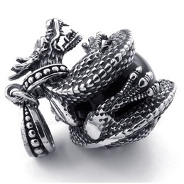 Titanium Black Zircon Dragon Pendant Necklace (Free Chain)