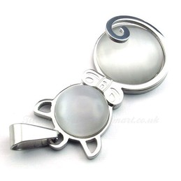 Silver Cats Eye Titanium Pendant Necklace (Free Chain)