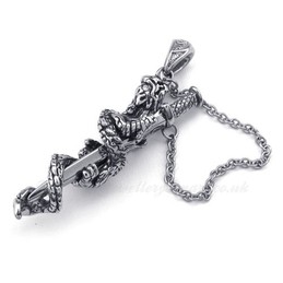 Dragon Sword Titanium Pendant Necklace (Free Chain)