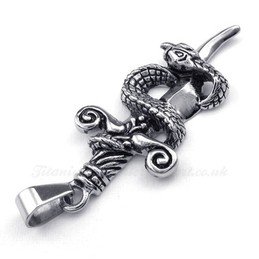 Titanium Snake Sword Pendant Necklace (Free Chain)