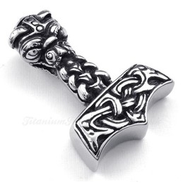 Titanium Thor's Hammer Pendant Necklace (Free Chain)
