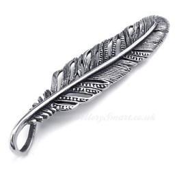 Titanium Feather Pendant Necklace (Free Chain)