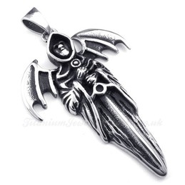 Exquisite Titanium Grim Reaper Pendant Necklace (Free Chain)