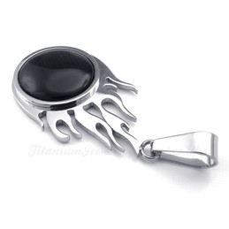 Titanium Silver FireBall Pendant Necklace (Free Chain)