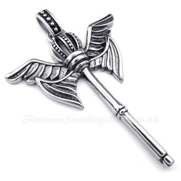 Titanium Crown Scepter Pendant Necklace (Free Chain)