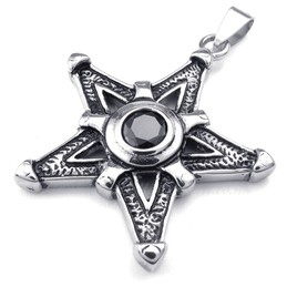Black Zircon Titanium Lucky Star Pendant Necklace (Free Chain)