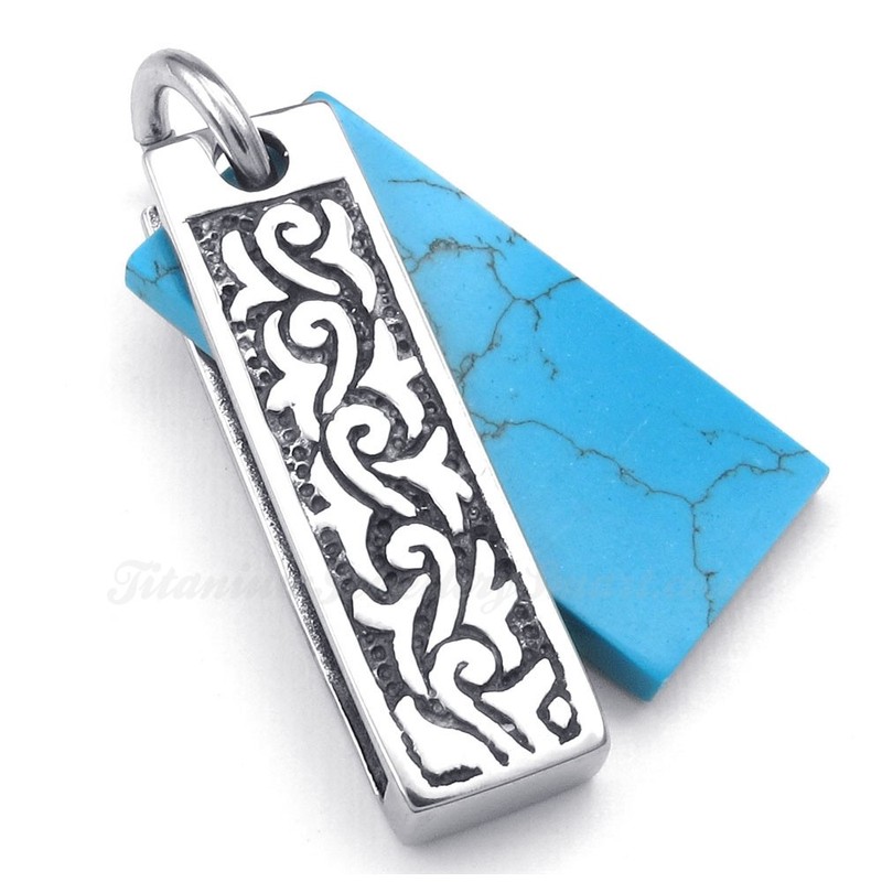 Titanium Green Stone Pendant Necklace (Free Chain)