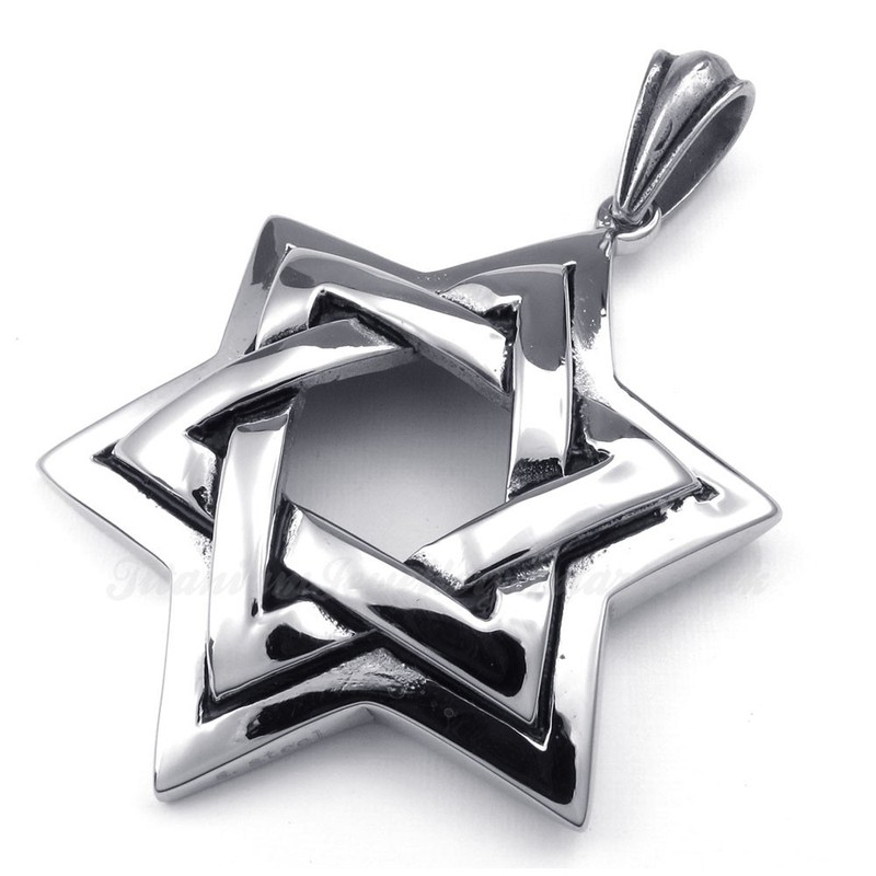 Star Of David Titanium Star Pendant Necklace (Free Chain)