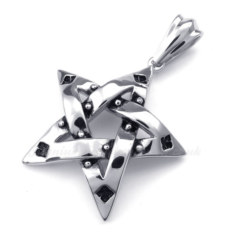 Titanium Spots Five-pointed Star Pendant Necklace (Free Chain)