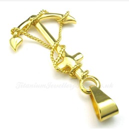 Titanium Gold Anchor Pendant Necklace (Free Chain)