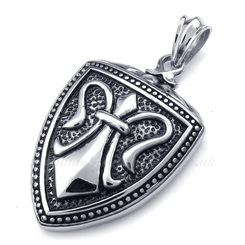 Titanium Shield Pendant Necklace (Free Chain)