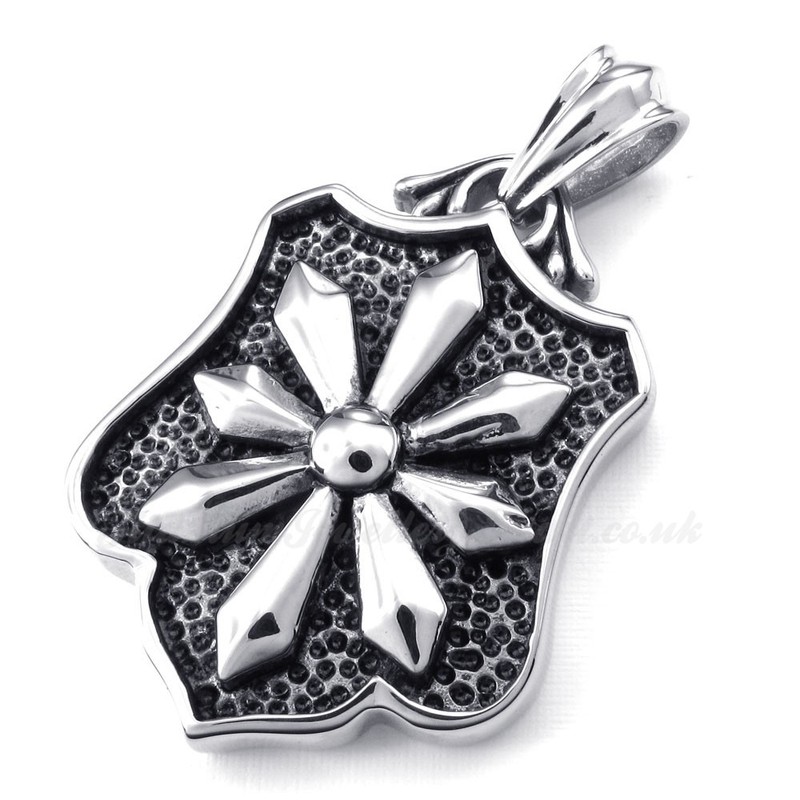Titanium Flower Cards Pendant Necklace (Free Chain)