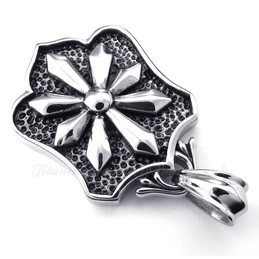 Titanium Flower Cards Pendant Necklace (Free Chain)