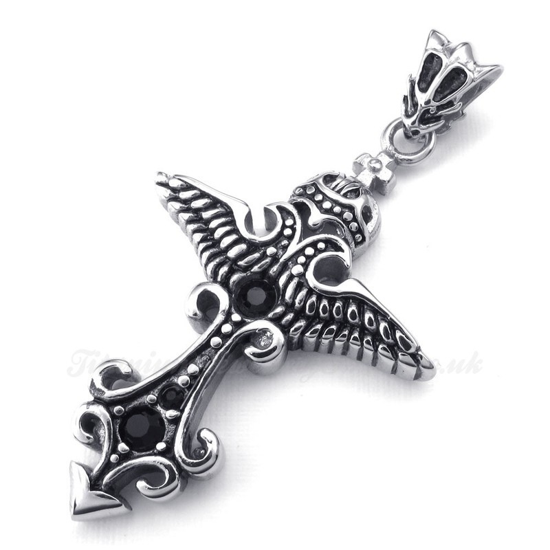 Black Zircon Titanium Pendant Necklace (Free Chain)