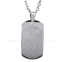 Titanium Phoenix Cards Pendant Necklace (Free Chain)