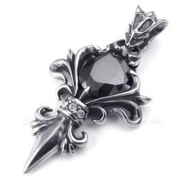 Black Zircon Titanium Pendant Necklace (Free Chain)