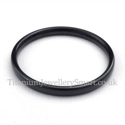 2mm Black Titanium Smooth Ring