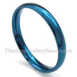 3mm Titanium Round Blue Ring