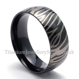 Titanium Stripe Pattern Ring