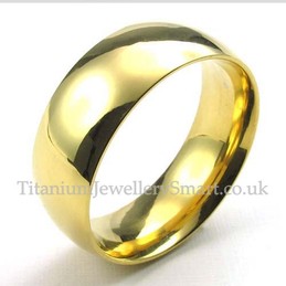 8mm Gold Titanium Round Ring