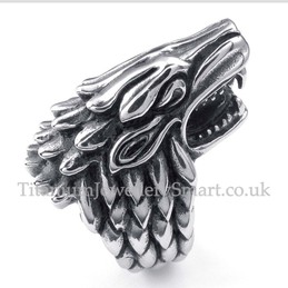 Titanium Wolf Head Ring