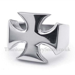 Silver Titanium Cross Ring