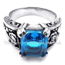 Titanium Ring with Blue Zircon